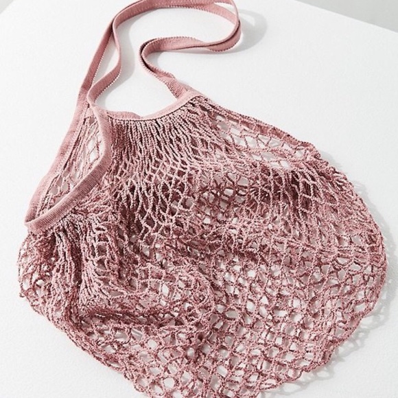 Cotton French Market Open Net Tote Bag Dusty Lilac - Picture 3 of 5